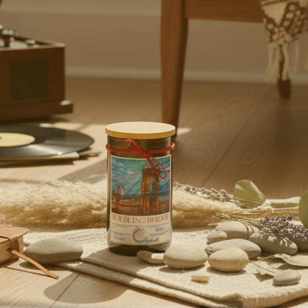 Wine bottle candle - Roebling Bridge