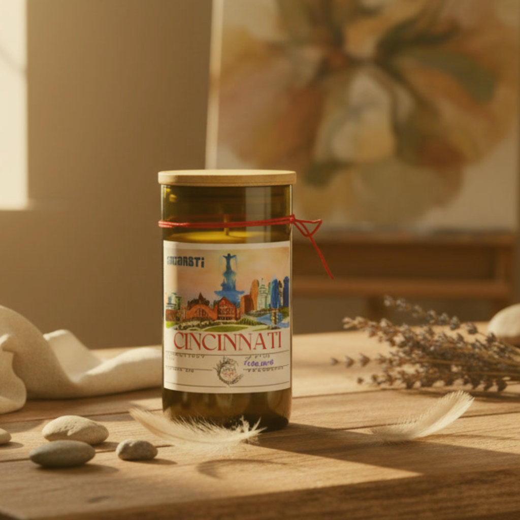 Cincinnati Skyline Wine Bottle Candle