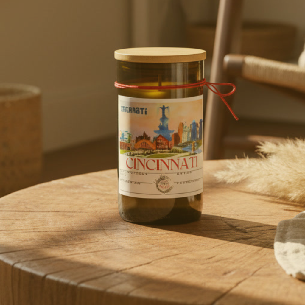 Cincinnati Skyline Wine Bottle Candle