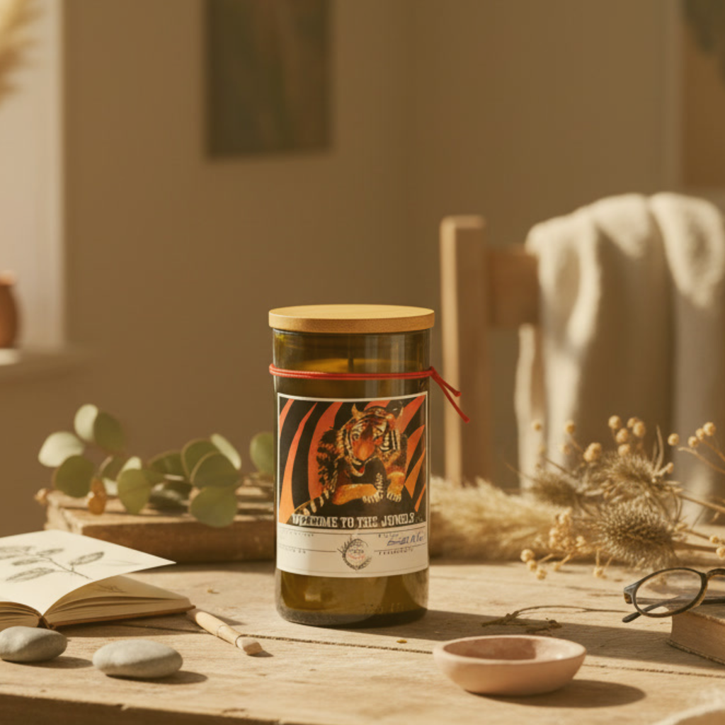Bengal Tiger Wine Bottle Candle