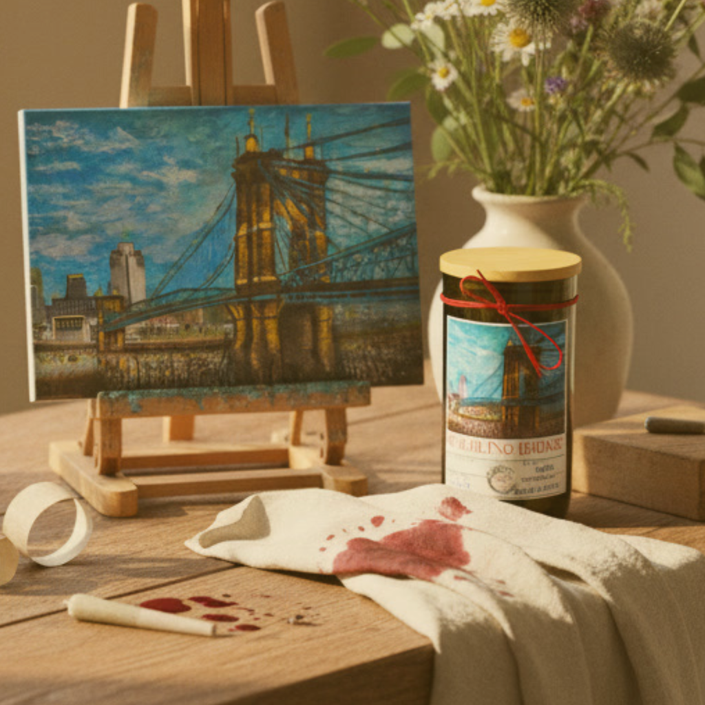 Wine bottle candle - Roebling Bridge