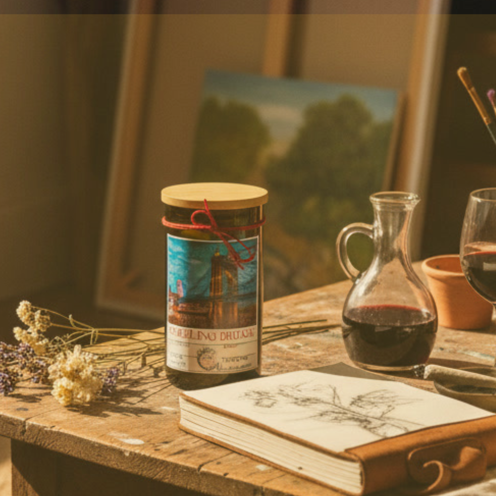 Wine bottle candle - Roebling Bridge