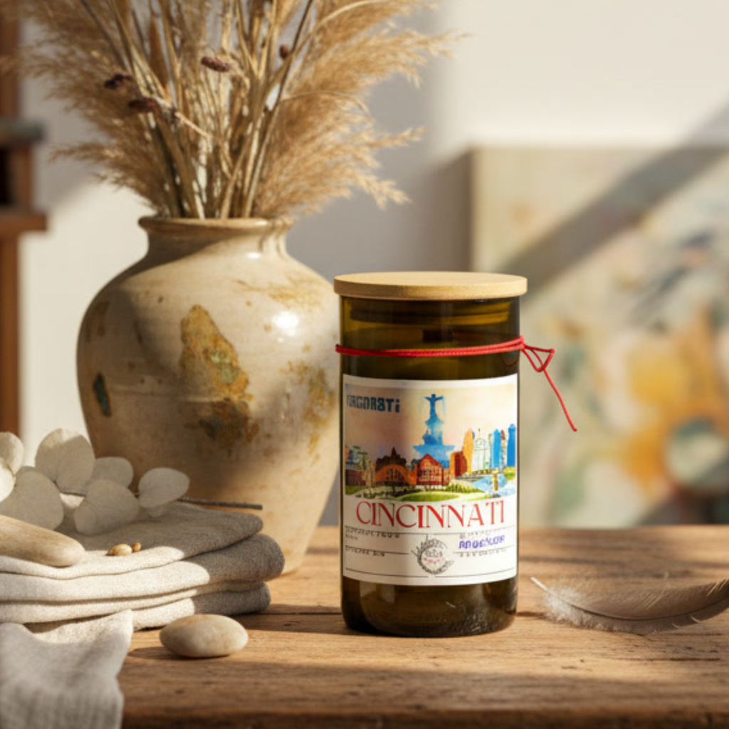 Cincinnati Skyline Wine Bottle Candle