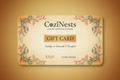 coziness gift card. hex codes #d39b2c, #b23a35, #2f2b2b, #f1e4cc, #589d9d,