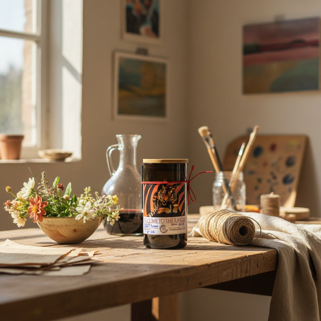 Bengal Tiger Wine Bottle Candle