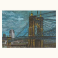 art print of the Roebling Bridge moody grey clouds
