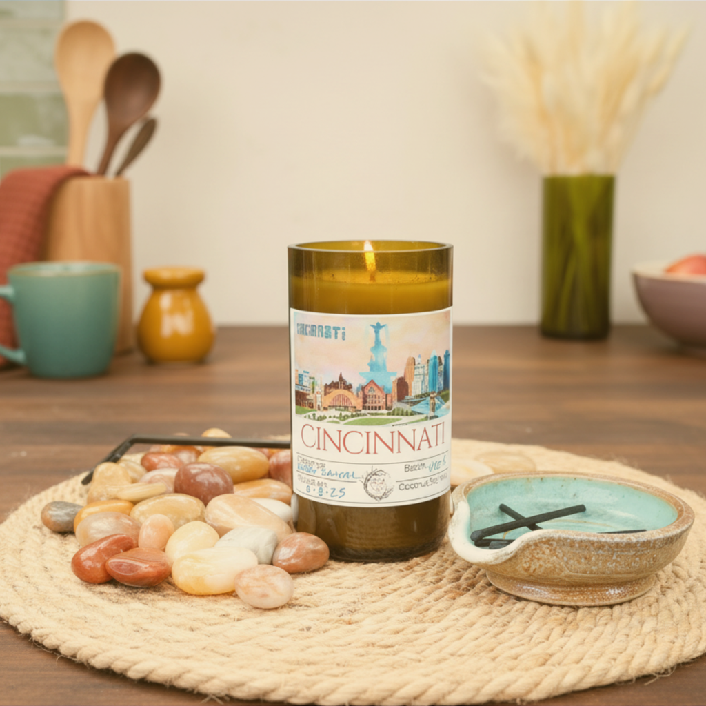 Cincinnati Skyline Wine Bottle Candle